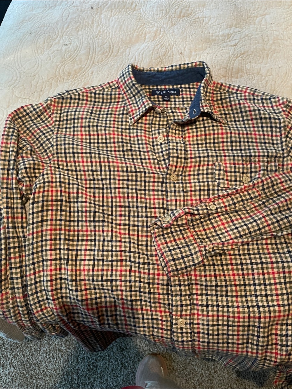 Daniel Cremieux Men’s Red Navy Green Checked Button-Down Shirt